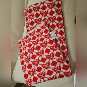 Free People Red and White Knit Scarf